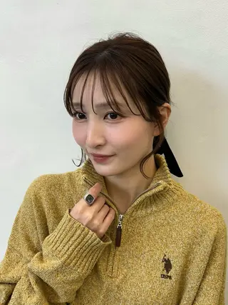 ミディアム カラー ヘアアレンジ レイヤー/ボブ/透明 感カラー/佐藤奈由のヘアスタイル