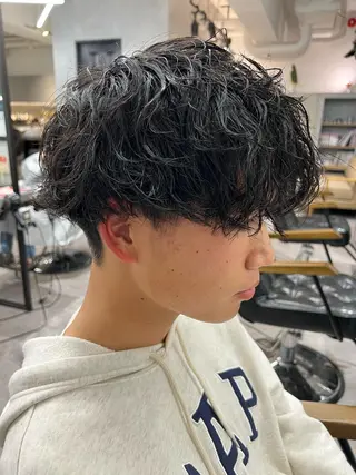 ミディアム パーマ ヘアアレンジ メンズ キッズ Arumeria ❄️富澤翼❄️のヘアスタイル