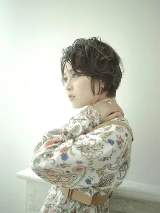 ショート 艶カラー/フェイス レイヤー/たむのヘアスタイル