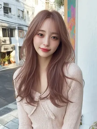 ロング カラー ブリーチ、縮毛モデル 募集🌟Aya🕊️のヘアスタイル