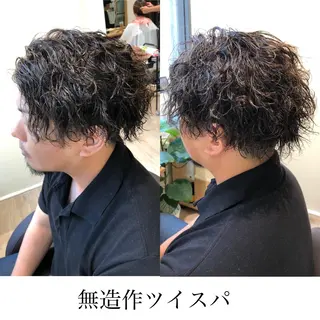 ショート カラー パーマ メンズ kiitos所属・関西センターパート メンズモデル募集のヘアスタイル