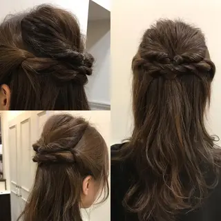 ミディアム カラー ヘアアレンジ ひろせ かなのヘアスタイル