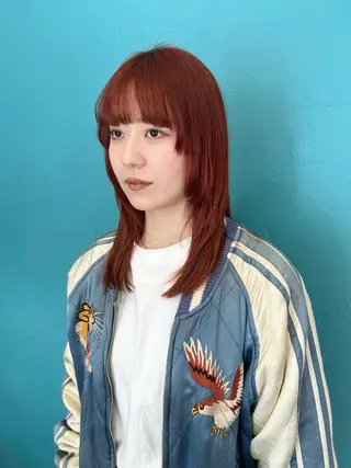 セミロング カラー 千葉 郁也のヘアスタイル