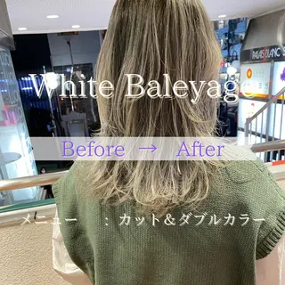 セミロング カラー レイヤー/ベージュ カラー/ハシモトのヘアスタイル