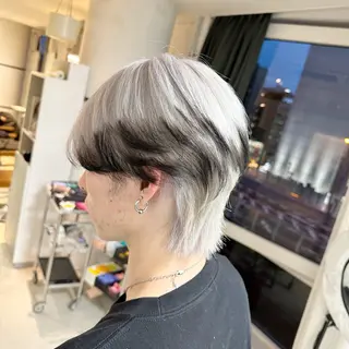 ミディアム レイヤーブリーチ特化 ホワイト専門/岸のヘアスタイル