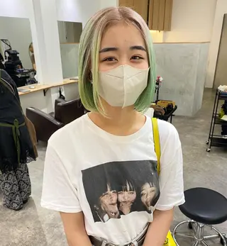 ショート カラー 森貴裕/ベージュ/ パーマ/オリーブのヘアスタイル