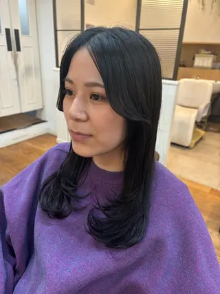 セミロング 韓国ヘア sasugaのヘアスタイル