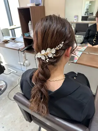 ミディアム ヘアアレンジ 縮毛矯正+モテカラー 🎀✨MIHOのヘアスタイル