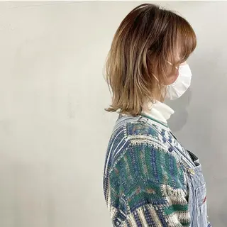 ミディアム カラー パーマ ヘアアレンジ メンズ キッズ ネイル マツエク・マツパ アイブロウ #tag 稗田綾加のヘアスタイル