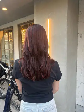 セミロング カラー 安田 妃良のヘアスタイル