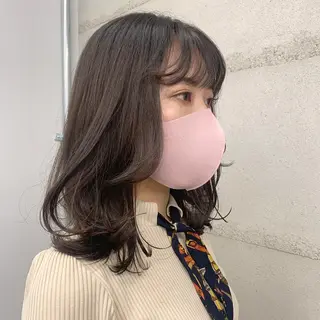 ミディアム カラー 透明感/オリーブ/ グレージュ/YUKAのヘアスタイル