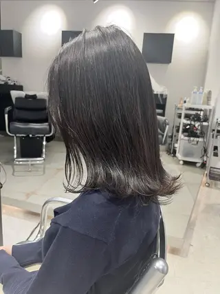 セミロング カラー パーマ ヘアアレンジ 透明感/オリーブ/ グレージュ/YUKAのヘアスタイル