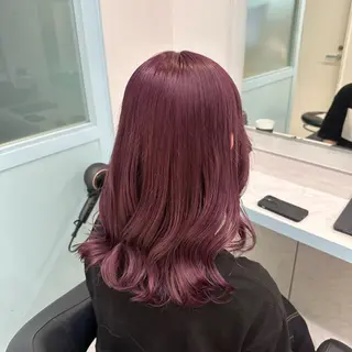 セミロング パーマ 暖色🩷透明感カラー ♡Maika♡のヘアスタイル