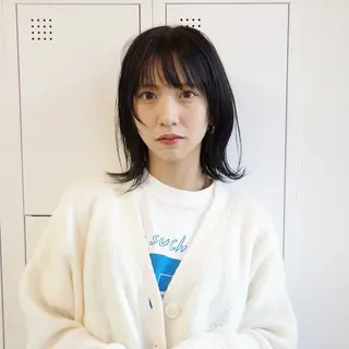 ミディアム カラー クロスパーマ× 透明感カラー✂︎のヘアスタイル