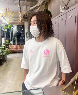 パーマ メンズ 水野 雪 /パーマ/暖色カラーのヘアスタイル