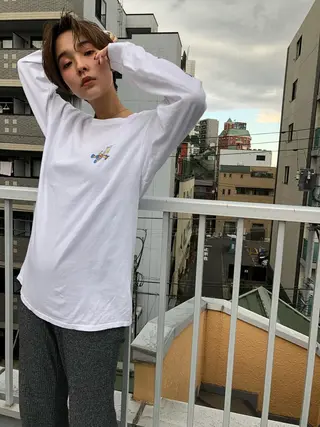 ショート カラー 顔周りレイヤー/韓国 ブリーチminamiのヘアスタイル