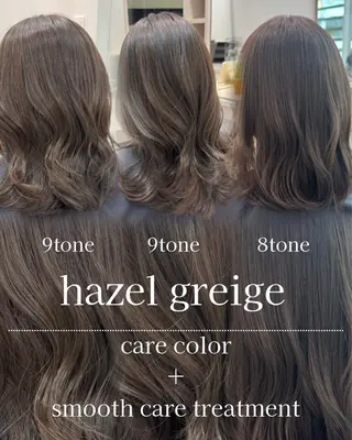 セミロング カラー 透明感カラー ふうか　渋谷のヘアスタイル