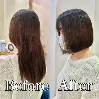 ミディアム カラー 髪質改善【縮毛矯正】 北千住で美髪に導く人のヘアスタイル