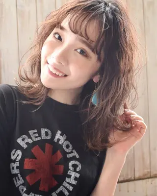 ミディアム カラー ヘアアレンジ 口コミ高評価/パーマ Tetsu【テツ】のヘアスタイル