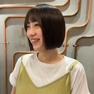 ショート カラー ボブ/巻ける縮毛矯正 /韓国レイヤーはなのヘアスタイル