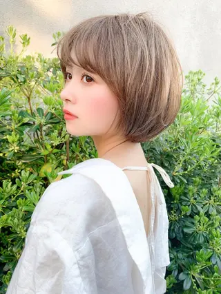 ショート カラー パーマ 大人かわいい💍🤍 ボブ/ショートボブのヘアスタイル