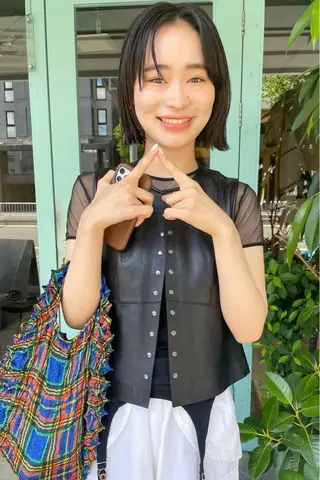 ショート カラー パーマ/レイヤー 岩山丈一郎のヘアスタイル