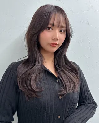 ミディアム カラー 映える顔周りカット ♥️韓国ヘア"ちぇるのヘアスタイル
