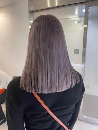 セミロング カラー 透明感カラー 大人グレージュ有村のヘアスタイル