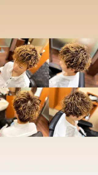 ミディアム カラー パーマ ヘアアレンジ メンズ 萩原 勇樹のヘアスタイル