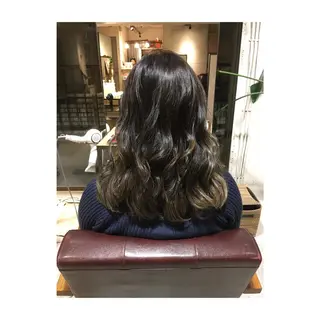 ショート ミディアム セミロング ロング カラー パーマ アオガミ （前髪顔周りカット）のヘアスタイル