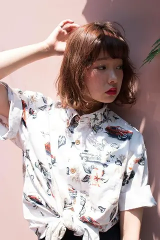 ミディアム セミロング カラー パーマ ヘアアレンジ STAR所属・内藤 達也のヘアスタイル