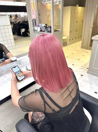 ミディアム カラー EMIL/上野駅近 /ブリーチ縮毛矯正のヘアスタイル