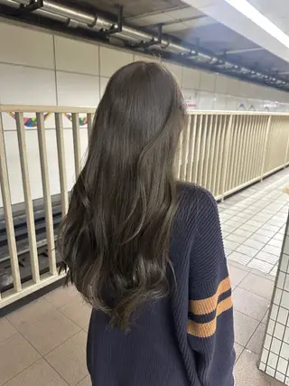 セミロング カラー 心斎橋/縮毛矯正 /ブリーなしWカラーのヘアスタイル