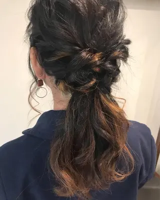 ミディアム ヘアアレンジ Click所属・クニモトハルナ ボブ/柔らかカラーのヘアスタイル