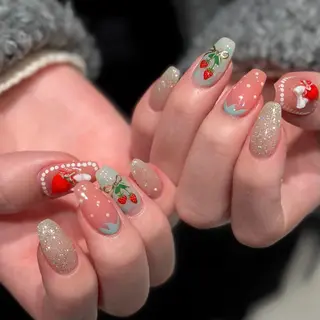 ネイル nailsalon moe.所属・yume 大人ガーリーネイルのネイルデザイン