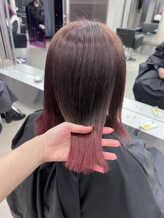 ミディアム カラー 紬/enne/ブリー チ/ハイトーンのヘアスタイル