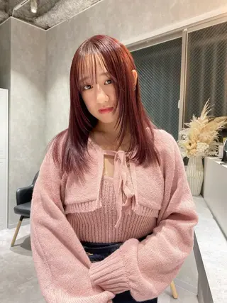 セミロング カラー ピンクカラー/ mana🎀のヘアスタイル