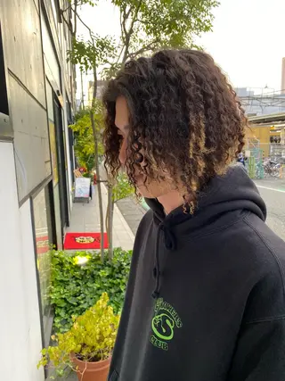 ミディアム パーマ メンズ 菊池大一 溝の口パーマのヘアスタイル