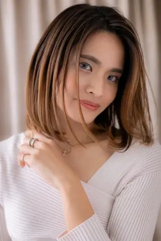 ミディアム カラー パーマ 棚村 竜太のヘアスタイル