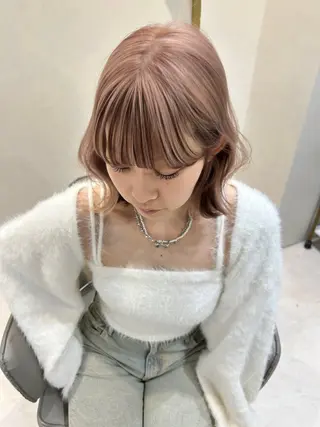 ミディアム カラー ﾐﾚｲ/ﾐﾙｸﾃｨｰ ｶﾗｰ/梅田美容室のヘアスタイル