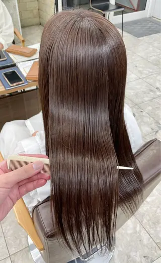 セミロング カラー 縮毛矯正＆ハイライト 特化　須永🐶のヘアスタイル