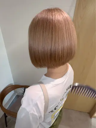 セミロング カラー ヘアアレンジ ブリーチ矯正💐 ミルクティー💐ナオのヘアスタイル