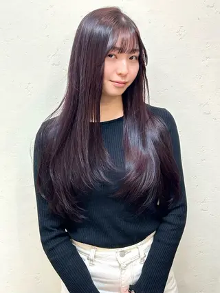 ロング カラー レイヤー/ラベンダー オージュア/枝元唯のヘアスタイル