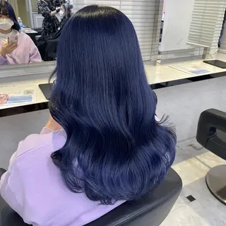 ロング カラー 暗髪🩶ラベンダー/ ブルー/ユウナ🤍のヘアスタイル