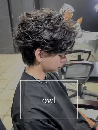 ショート パーマ メンズ 【フェザーパーマ】 【縮毛矯正】鶴田文のヘアスタイル