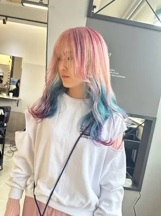 ロング カラー ケアブリーチ/エフェ クトブリーチ/天神のヘアスタイル