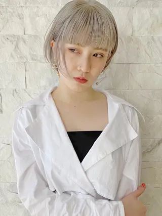 ミディアム カラー Piaコータロー ハイトーン&‪ボブのヘアスタイル