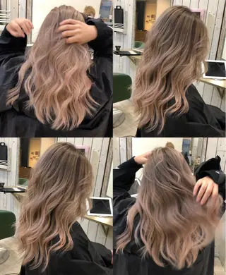 セミロング 韓国レイヤー外国人風 透明感カラー髪質改善のヘアスタイル