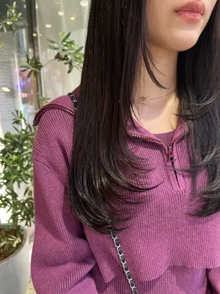 ロング カラー カットパーマ 🌀あさみのヘアスタイル