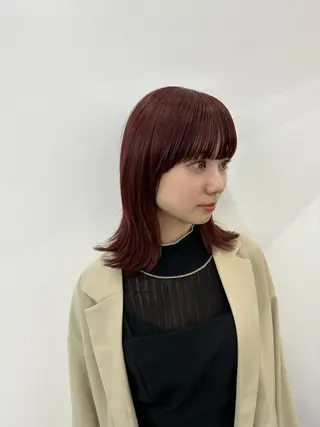 ミディアム カラー 顔まわりカット/艶髪 カラー✨けいとのヘアスタイル